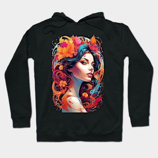 Women with Flowers in Her Hair: Blooming Beauty Hoodie